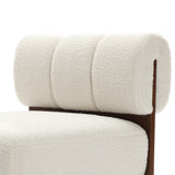 Lorenzo boucle upholstered wood frame armless accent chair, white