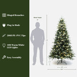 Pre-Lit Green Full Artificial Christmas Tree,7.5Ft