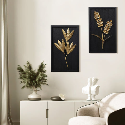 Flower bouquet modern wall decor, set of 2