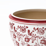 Floral Indoor & Outdoor Ceramic Round Planter,Red,17''