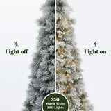 Pre-Lit Branches Snowy Christmas Tree with Stand,6.5Ft