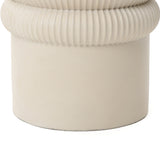 Beige Fluted Outdoor Side Table for Patio, 18.3'' H
