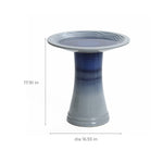 Glazed ceramic bird bath with a wavy blue pattern, measuring 17.91 inches in height and 16.93 inches in diameter, perfect for adding a touch of elegance to your outdoor space.