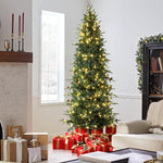 slim-artificial-christmas-tree-display-at-comer-of-the-living-room