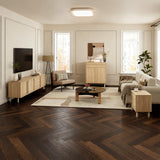 Modern Oak Wood Storage Cabinet with Drawer, 31.5'' W