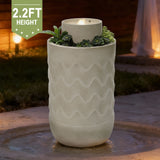 Resin Outdoor Fountain with Planter and LED Lights, 27.4'' H