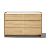 Modern Wood Storage Dresser  with with Faux Marble Top,Oak