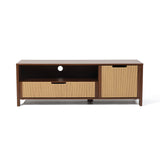 Mid-Century Wood TV Console Tables with Storage,Walnut 55''