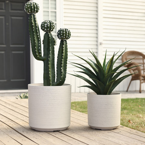 Concord cylinder indoor/outdoor planter set of 2, cortina cream