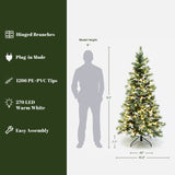 Pre-Lit Snow-Flocked Artificial Pine Christmas Tree, 6ft