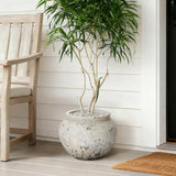 Distressed Large Round Plant Pot with Drainage, 15.75'' Dia