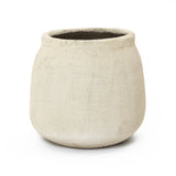 Cement Beige Round Plant Pot with Drainage Hole, 12'' Dia