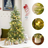 Pre-Lit Green Christmas Branches Tree with Potted,4.5Ft