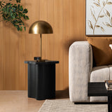 Black modern cloverleaf mdf wood side table