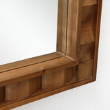 Rustic Solid Frame Arch Rectangle Wood Wall Mirror, 35"H
