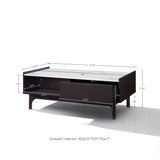 Modi Wenge Wood Coffee Table with Faux Marble Top, 47"