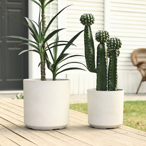 Concord cylinder indoor/outdoor planter set of 2, moonstone