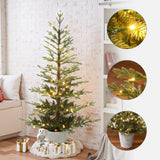 Pre-Lit Green Fir Christmas Tree with Round Pot,5.5Ft