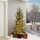 Pre-Lit Green Pine Christmas Tree with  Square Pot,5ft