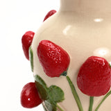 Ivory ceramic vase with strawberries, 11" h