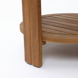 Acacia Wood Outdoor Side Table with Tray Top and Shelf, 20.4''