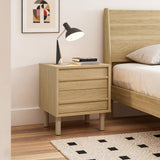 Modern Wood Storage End Table with 2-Drawers,Oak