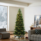 Pre-Lit Green Artificial Slim Christmas Tree with Light, 6ft