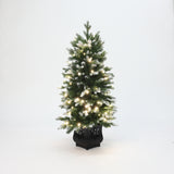 Pre-Lit Flocked Artificial Christmas Tree in Pot, 4ft