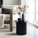 Compact Round Side Table, Black, 15'' H