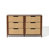 Modern Wood Storage Horizontal Dresser with 6-Drawer,Walnut