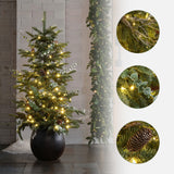 Pre-Lit Green Artificial Pine Christmas Tree ,4ft