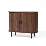 Aria 2-door tambour accent cabinet, dark oak finish