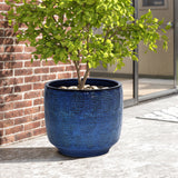 Vintage Ocean Blue Round Ceramic Planter,14''