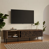 Kairo Basket Weave Design Manufactured Wood TV Console Table, Oak71"