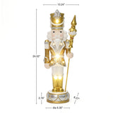 Christmas Soldier Nutcracker in Silver & Gold with Lights, 2 ft