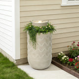 Resin Outdoor Fountain with Planter and LED Lights, 27.4'' H
