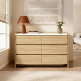 Modern Wood Storage Dresser  with with Faux Marble Top,Oak