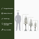 Artificial Tree Christmas with Lights & Stand,set of 3