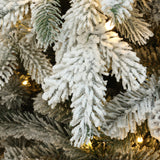 Pre-Lit Flocked Artificial Pine Christmas Tree，6.1Ft