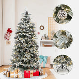 Pre-Lit Flocked Artificial Pine Christmas Tree, 6ft