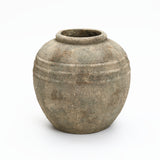 Rustic Gray and White Round Terracotta Vase,13.4''
