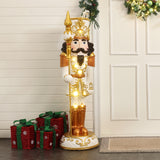 Christmas Soldier Nutcracker Decor in White & Gold with Lights, 4 ft