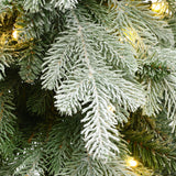 Pre-Lit Green Flocked Artificial Christmas Tree Potted,4.4Ft