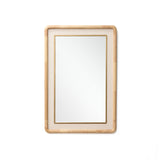 Natural Wood Rounded Rectangle Wall Mirror Home Decor, 35"H