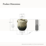 Brown & Green Bottom Round Terracotta Vase with Handles,9.8''