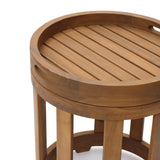 Acacia Wood Outdoor Side Table with Removable Tray Top, 22.4'' H