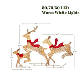 Champagne Gold Christmas Deer Family Decoration, Set of 3