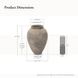 Old-World Gray with Brown Round Terracotta Vase,14.8''
