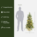 Pre-Lit Green Christmas Branches Tree with Potted,4.5Ft
