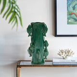 Marine green ceramic fish tall vase, 12.2"